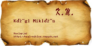 Kégl Miklós névjegykártya